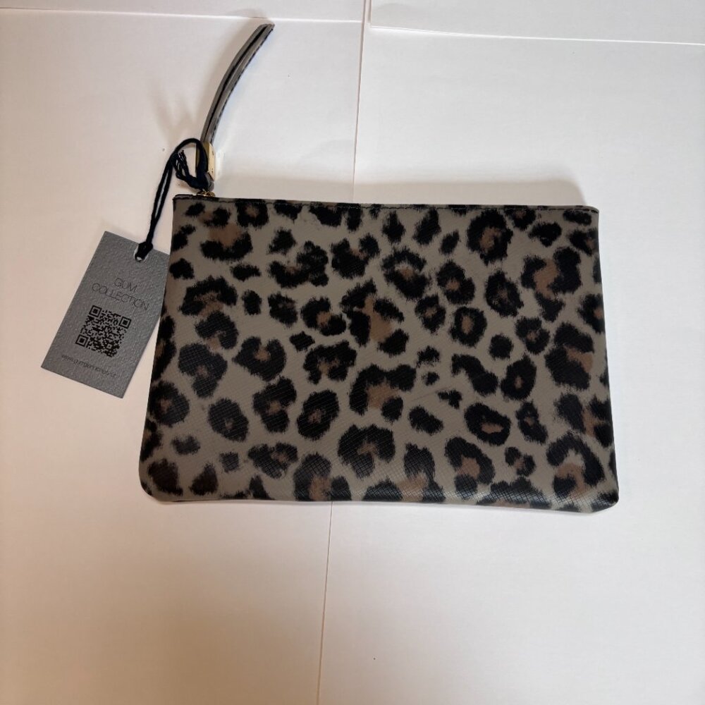 Gianni Chiarini Italy GUM Collection Animal Print Clutch Beige and Black